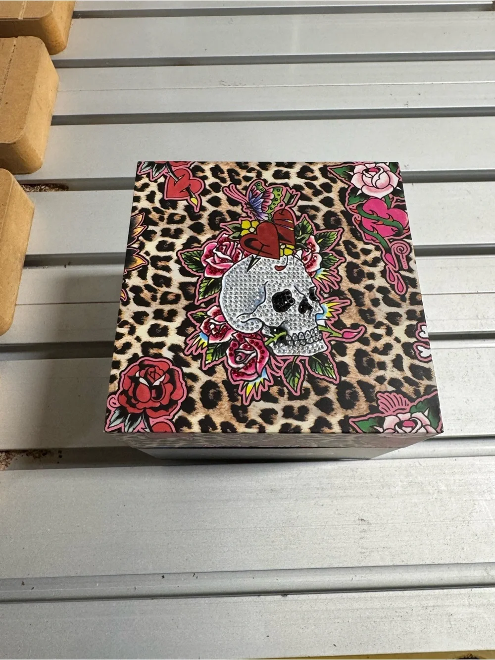 Ed Hardy Women’s Black Steel Quartz Skull Dial Watch